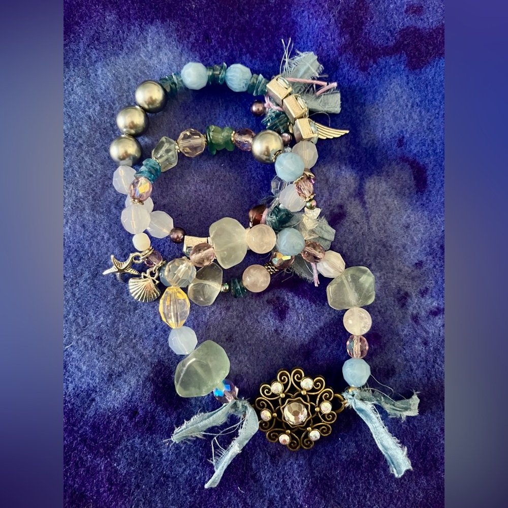 Mermaid Dreams 3-Piece Bracelet Stack! Blue Green Purple